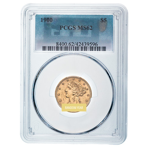 $5 MS-62 Liberty Half Eagle Gold Coin (NGC or PCGS) - Random Year