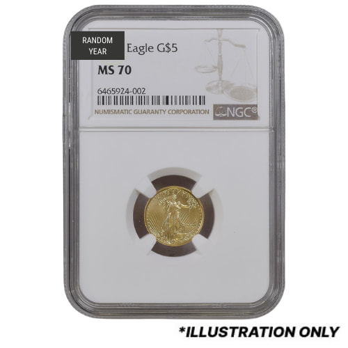 NGC MS-70 1/10 oz American Gold Eagle Coin - Random Year
