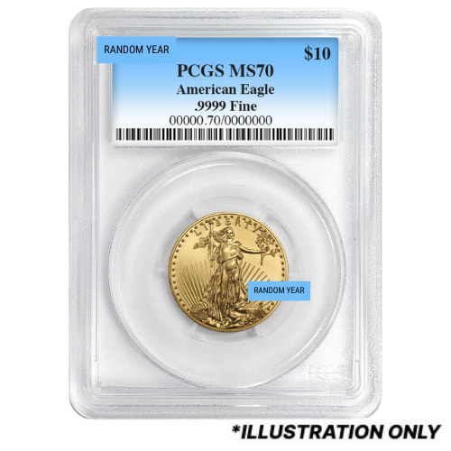 PCGS MS-70 1/4 oz American Gold Eagle Coin - Random Year