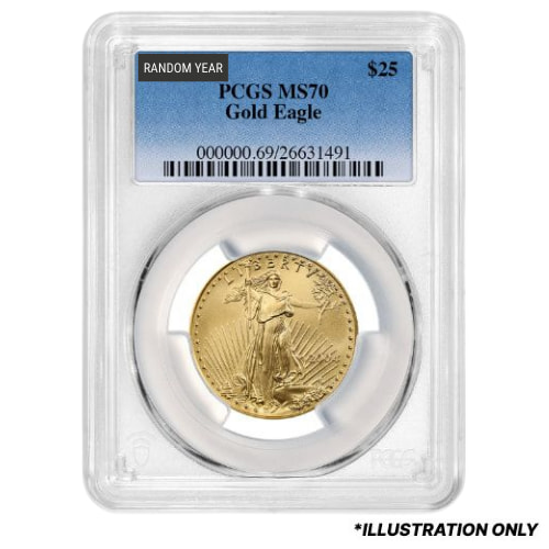 PCGS MS-70 1/2 oz American Gold Eagle Coin - Random Year