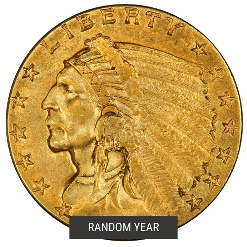 $2.50 Indian Quarter Eagle Gold Coin (AU) - Random Year