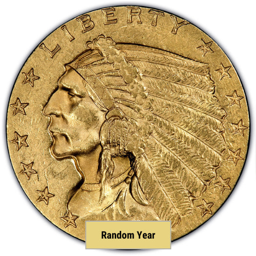 $2.50 Indian Quarter Eagle Gold Coin (BU) - Random Year