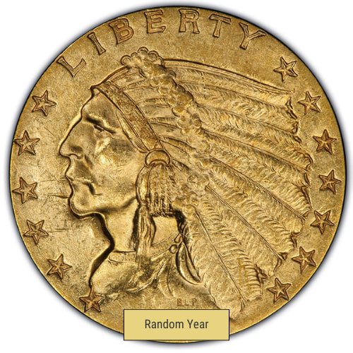 $2.50 Indian Quarter Eagle Gold Coin (Cleaned/Jewelry Grade) - Random Year