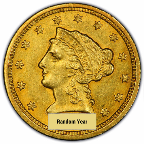 $2.50 Liberty Quarter Eagle Gold Coin (AU) - Random Year