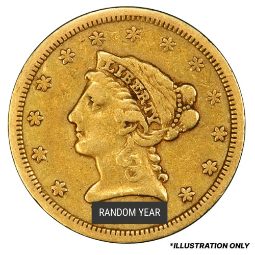 $2.50 Liberty Quarter Eagle Gold Coin (Cleaned/Jewelry) - Random Year