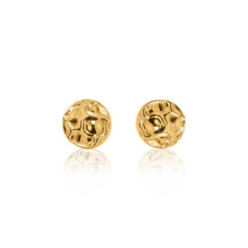 Gold Hammered Disc Earrings - SD24K