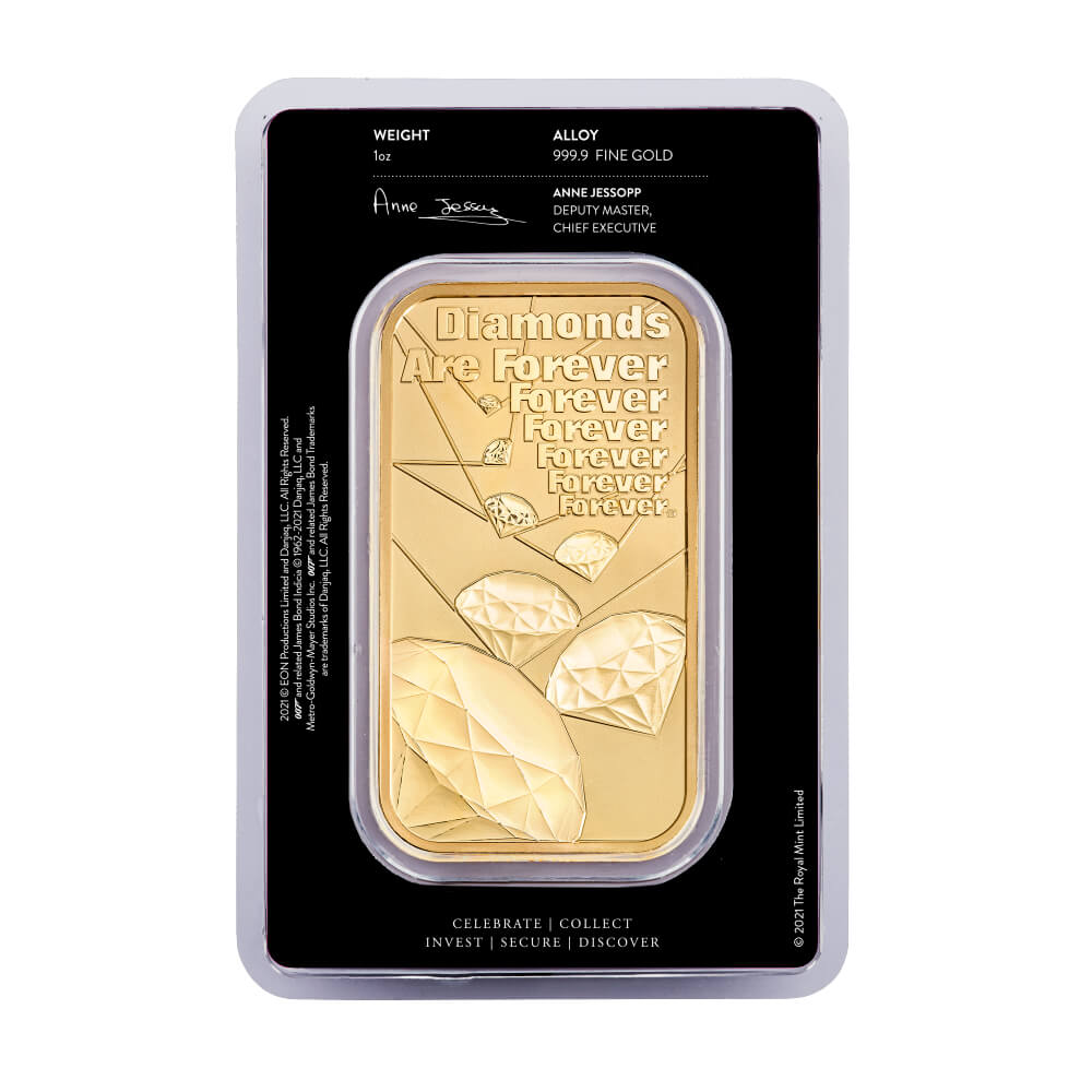 1 oz James Bond Diamonds Are Forever Gold Bar
