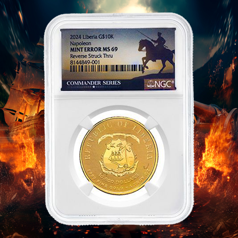 2024 1 oz NGC MS-69 Mint Error Reverse Struck Through Gold Napoleon Coin