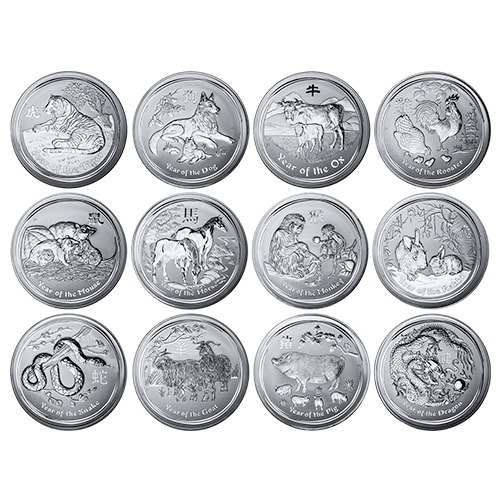 1 Kilo Australian Lunar Series II Silver 12 Coin Set
