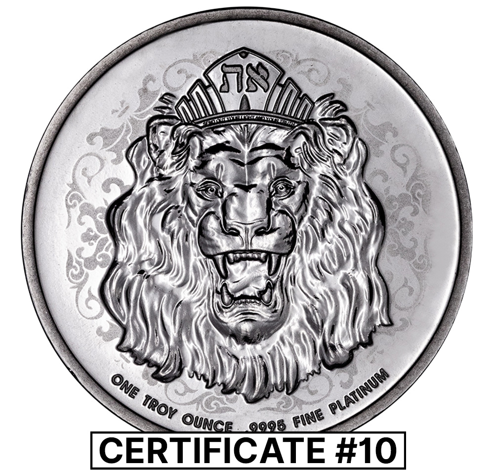2022 1 oz Roaring Lion Reverse Proof Platinum Coin - COA #10