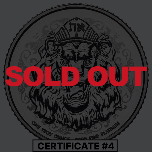 2024 1 oz Roaring Lion Reverse Proof Platinum Coin - COA #4