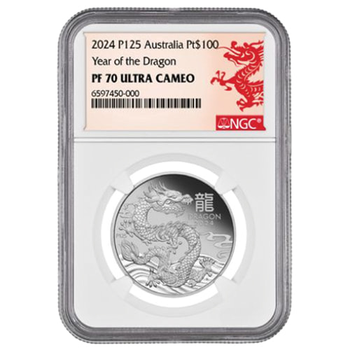 2024 NGC PF-70 1 oz Perth Mint Lunar Dragon Proof Platinum Coin - Series III