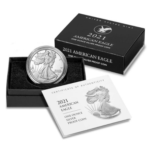 2021-S 1 oz American Silver Eagle Proof Coin with Box & COA