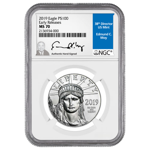 2019 NGC MS-70 Early Releases 1 oz American Platinum Eagle Coin - Edmund C. Moy Label