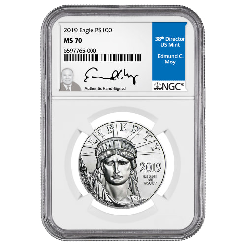 2019 NGC MS-70 1 oz American Platinum Eagle Coin - Edmund C. Moy Label