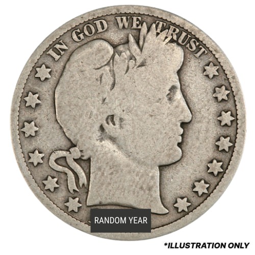 90% Silver Barber Half Dollar Coin (Good)