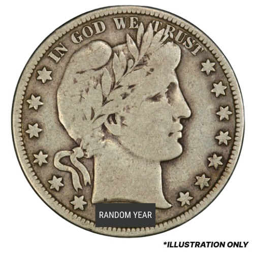 90% Silver Barber Half Dollar Coin (Very Good)