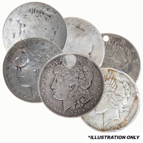 Morgan or Peace Dollar Silver Coin (Damaged/Worse than Cull) - Random Year