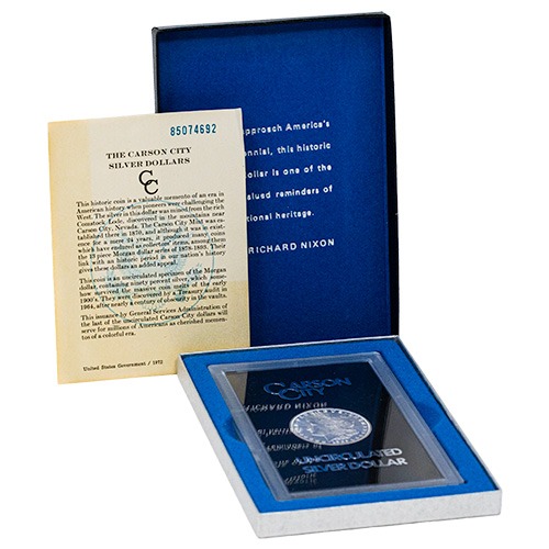 1885-CC Morgan Silver Dollar Coin - BU - GSA with box & COA
