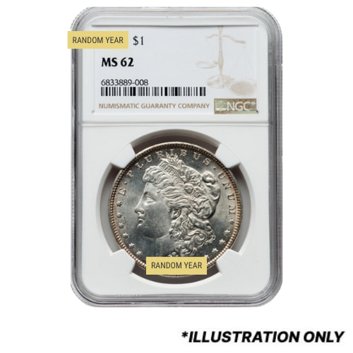 Pre-1921 NGC MS-62 Morgan Silver Dollar Coin - Random Year