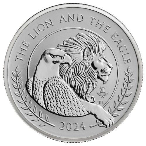 2024 2 oz British The Lion and The Eagle Reverse Proof Silver Coin with Liberty Bell Privy Mark
