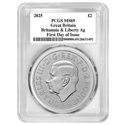 Buy 2025 PCGS MS-69 First Day of Issue 1 oz British Silver