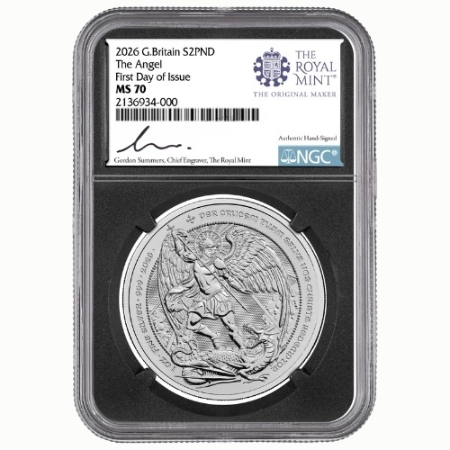 2026 イギリス 2ポンド 銀貨 PCGS 69 エンジェル アンティーク Buy 2026 NGC MS-70 First Day of Issue 1 oz British Angel Silver