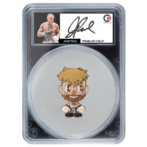 2024 PCGS PR-70 2 oz Celebrity Mint Jake Paul Colorized Chibi - Silver Autographed Label