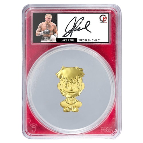 2024 PCGS PR-70 2 oz Celebrity Mint Jake Paul Gilded Chibi - Silver Autographed Label