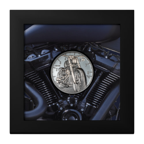 2024 2 oz Cook Islands Motorbike Black Proof Silver Coin