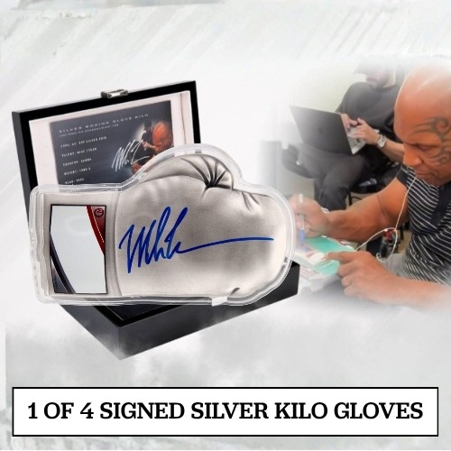 Mike Tyson Signed Autographed Silver Boxing Glove 1 Kilo Coin - 2025 Celebrity Mint