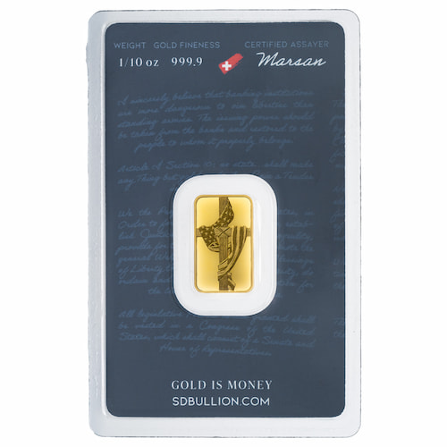 1/10 oz SD Bullion Cross and Flag Gold Bar