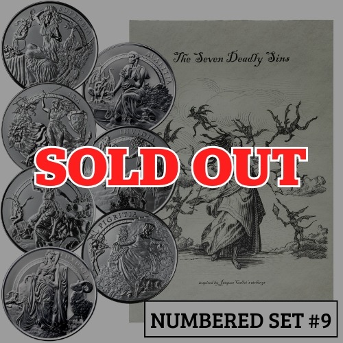 Set #9 - Seven Deadly Sins 5 oz Silver Reverse Proof 7-Piece Complete Set - The Awakening Series