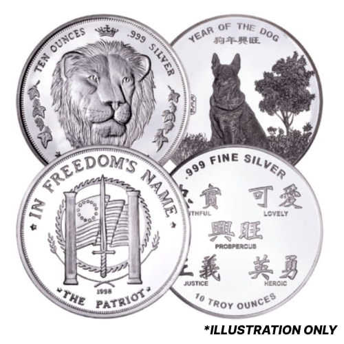 10 oz Silver Rounds 0.999 Fine - Design Our Choice