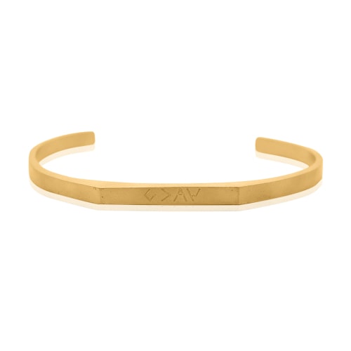 Gold Signet Wrist Cuff Engraved Bangle - SD24K