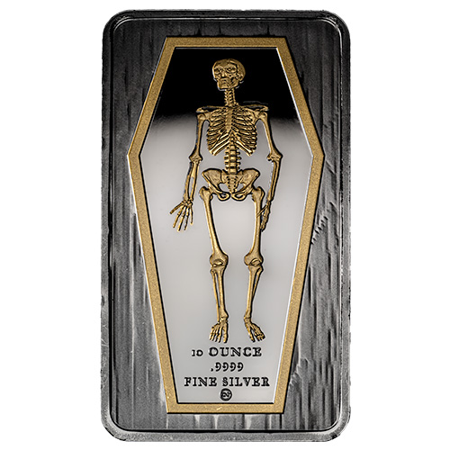 10 oz Skeleton Gilded Silver Bar
