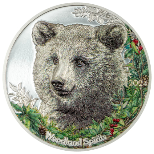 2024 1 oz Bear High Relief Proof Silver Coin - Woodland Spirits Collection