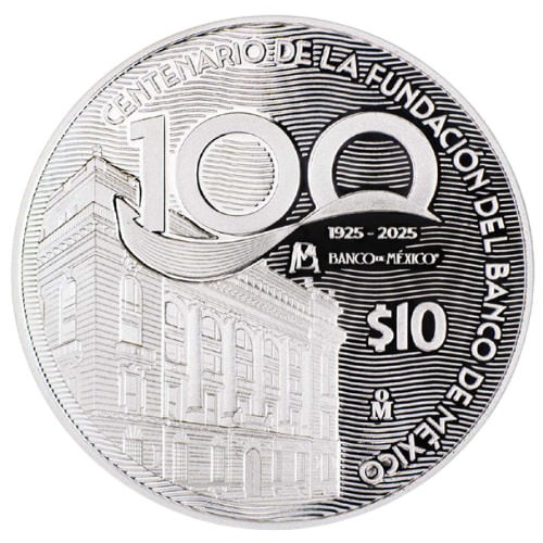 1925-2025 2 oz 100th Anniversary of Banco de Mexico's Founding Proof Silver Coin