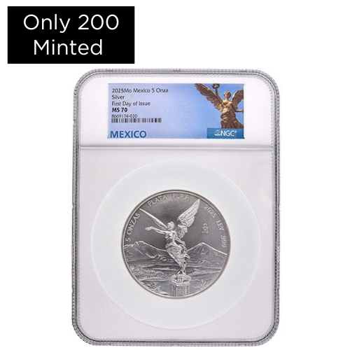 2025 NGC MS-70 First Day of Issue 5 oz Mexican Silver Libertad Coin