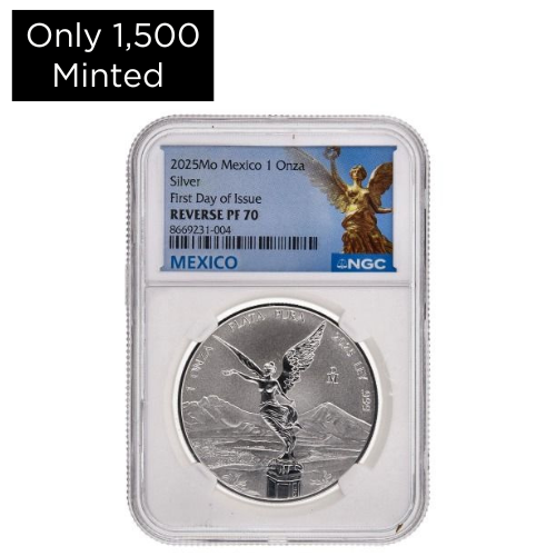 2025 NGC PF-70 First Day of Issue 1 oz Mexican Silver Libertad Reverse Proof Coin
