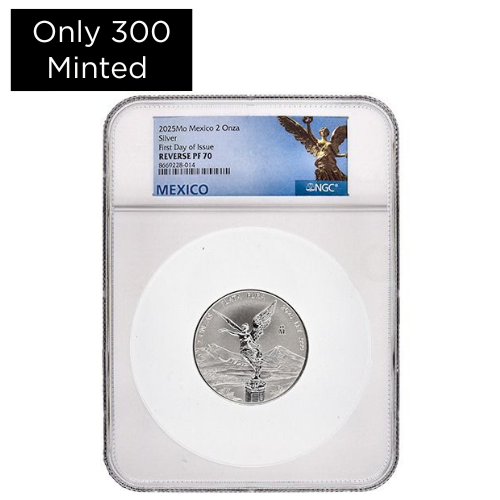 2025 NGC PF-70 First Day of Issue 2 oz Mexican Silver Libertad Reverse Proof Coin