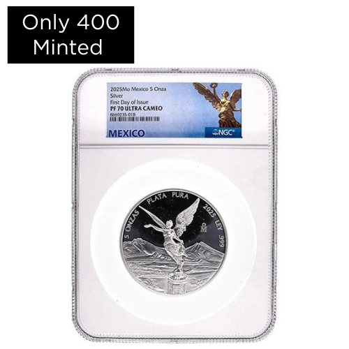 2025 NGC PF-70 First Day of Issue 5 oz Mexican Silver Libertad Proof Coin