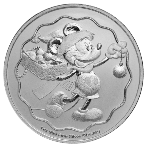 2025 1 oz Disney Mickey Season's Greetings Silver Coin