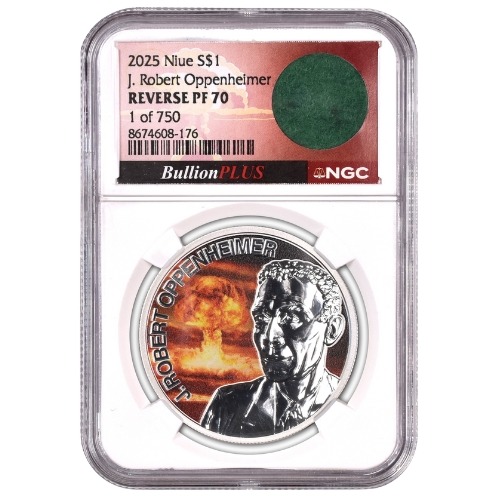 2025 NGC PF-70 1 oz J. Robert Oppenheimer Reverse Proof Silver Coin