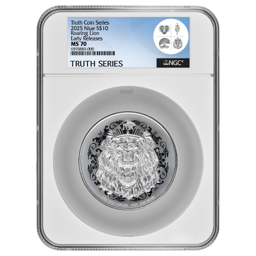 2025 NGC MS-70 Early Releases 5 oz Roaring Lion High Relief Silver Coin