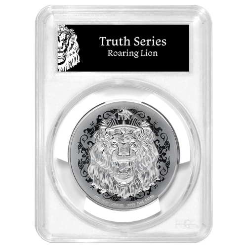 2025 PCGS MS-70 First Strike 5 oz Roaring Lion High Relief Silver Coin