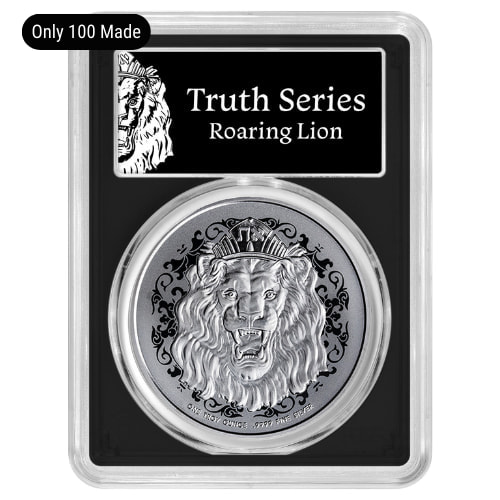 2025 PCGS MS-70 First Strike 1 oz Roaring Lion Silver Coin - Black Core