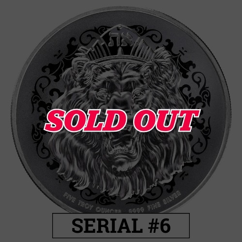 2026 5 oz Roaring Lion High Relief Silver Coin - Serial #6