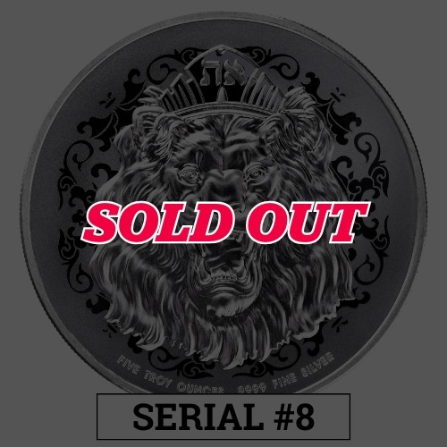 2026 5 oz Roaring Lion High Relief Silver Coin - Serial #8