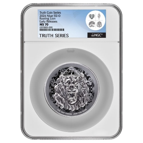 2026 NGC MS-70 Early Releases 5 oz Roaring Lion High Relief Silver Coin